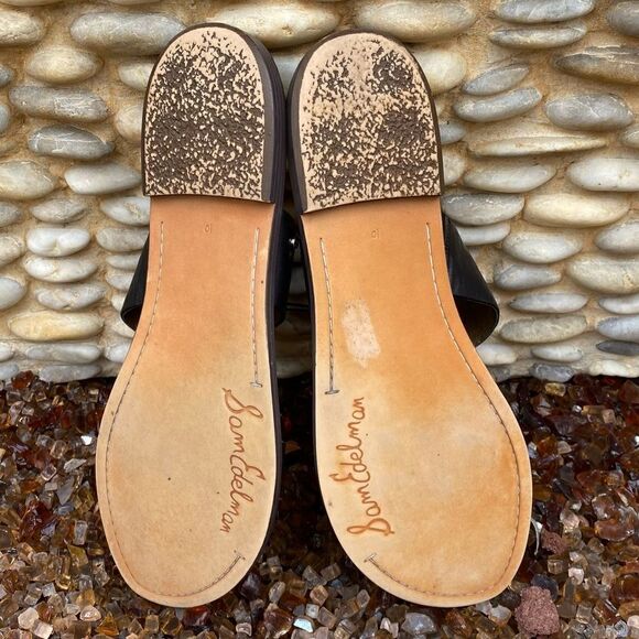 Sam Edelman Kane Black Slip On Leather Sandals w/Silver Detailing. Size 10. VUC! - Picture 7 of 7